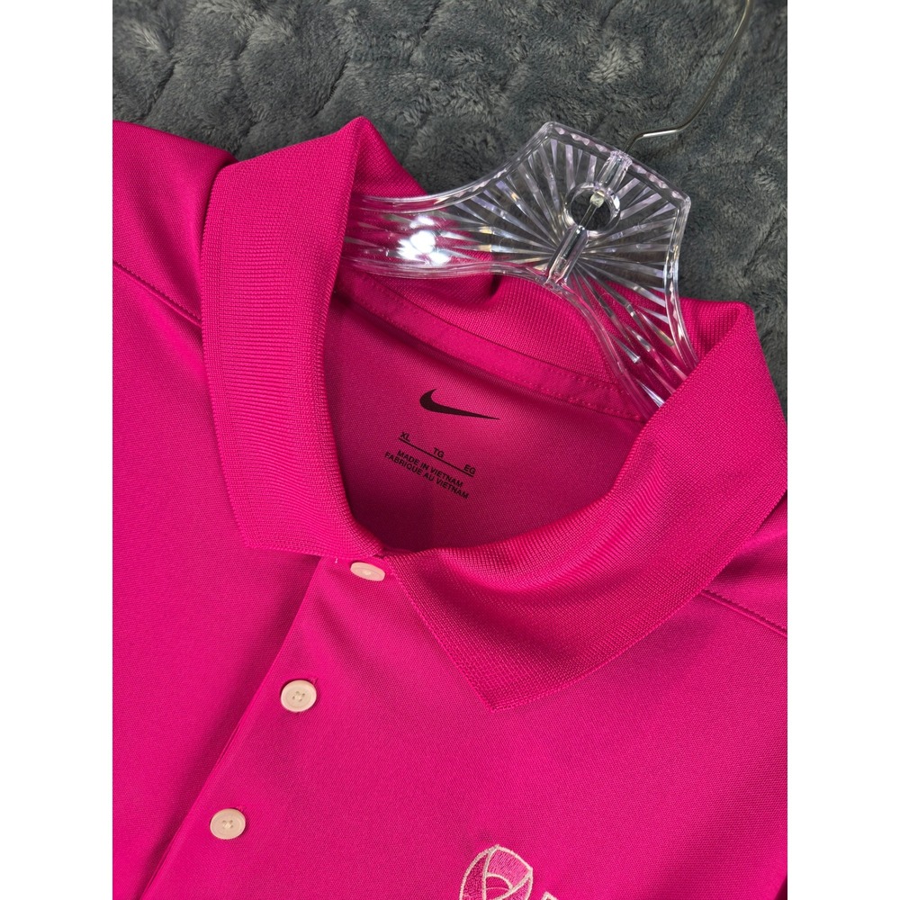 Nike Golf Pink Out Day Breast Cancer Awareness Polo Shirt Mens XL Vulcan Logo